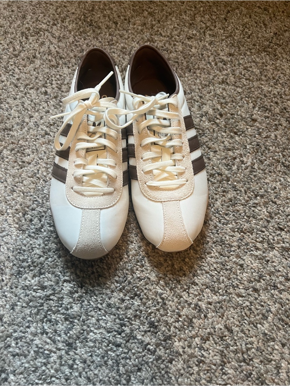 Adidas Tokyo White Sneakers with Brown Stripes